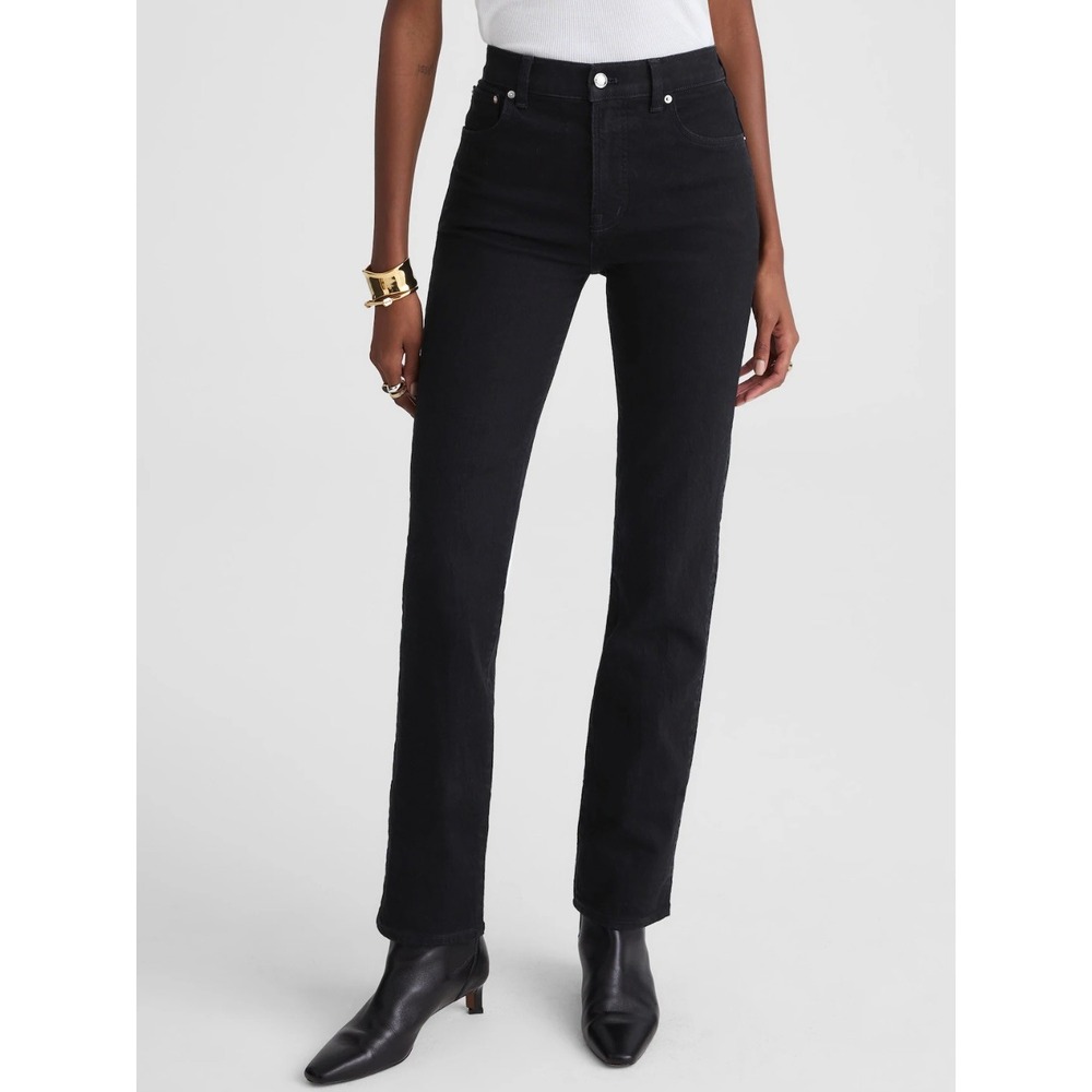 Madewell‎ The Longline Straight Jean High Rise Black Frost Wash Size 26 NWT